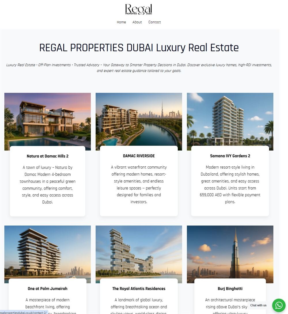 Regal Properties Dubai website screenshot